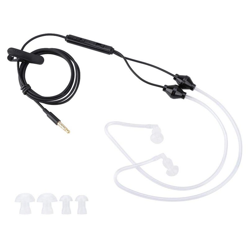 Ciglow in-Ear Headphones, 3.5mm Anti-Radiation Air Acoustic Tube Earpiece Earphone with Microphone for Mobile Phone, Tablet, MP3, MP4, etc.(Black) - Image 1